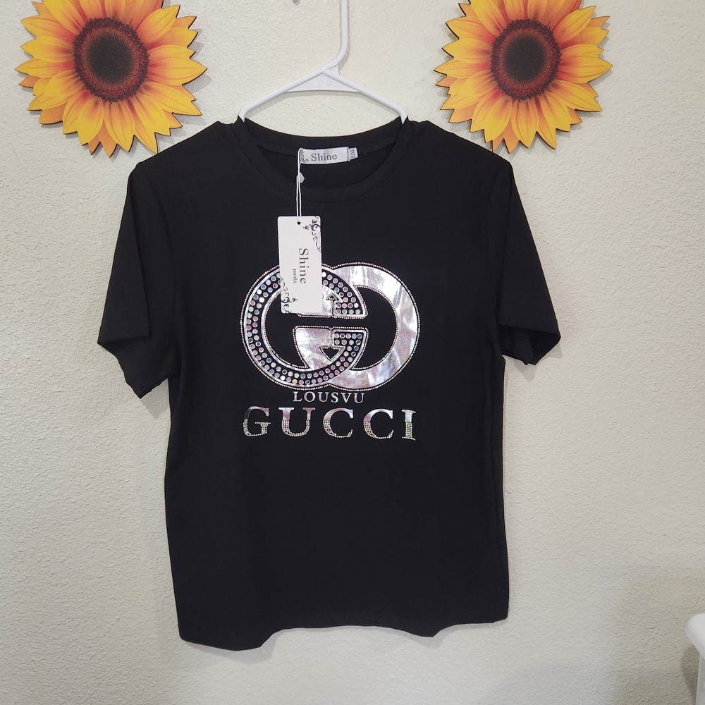 Black T-Shirt with Silver Logo